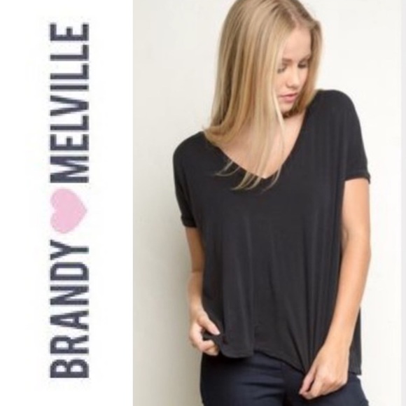 Brandy Melville Tops - 4/$20 Brandy Melville Cuffed V Neck Tee 430